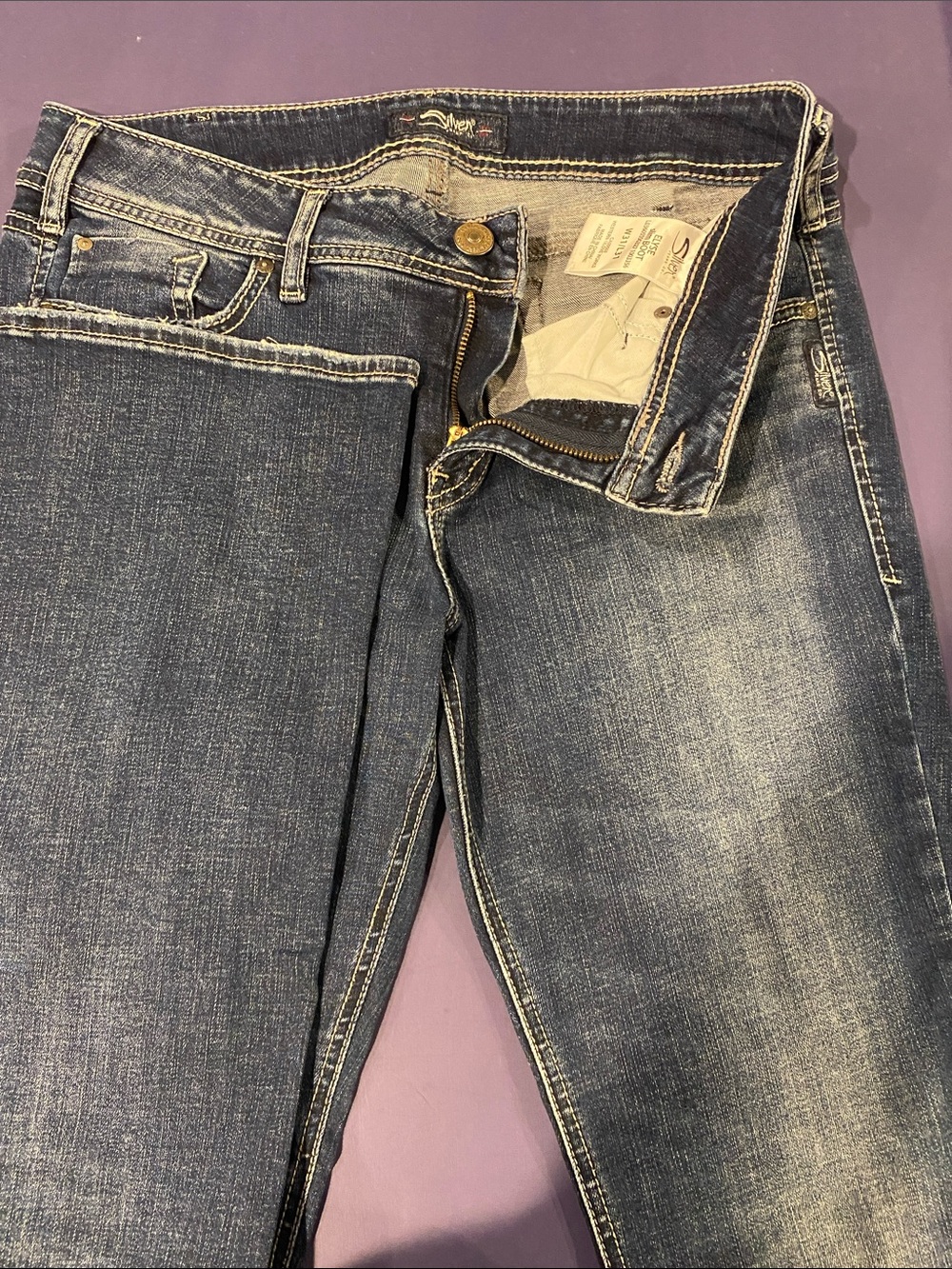 Silver Jeans Women Boot Cut Faded Blue Denim